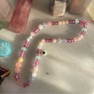 Y2K Cellphone Strap Beaded Evil Eye Pink & Blue Keychain Beaded Phone Charm 2/2